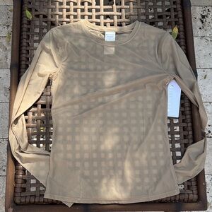 NWT Athleta Beige Long Sleeve Mesh Top